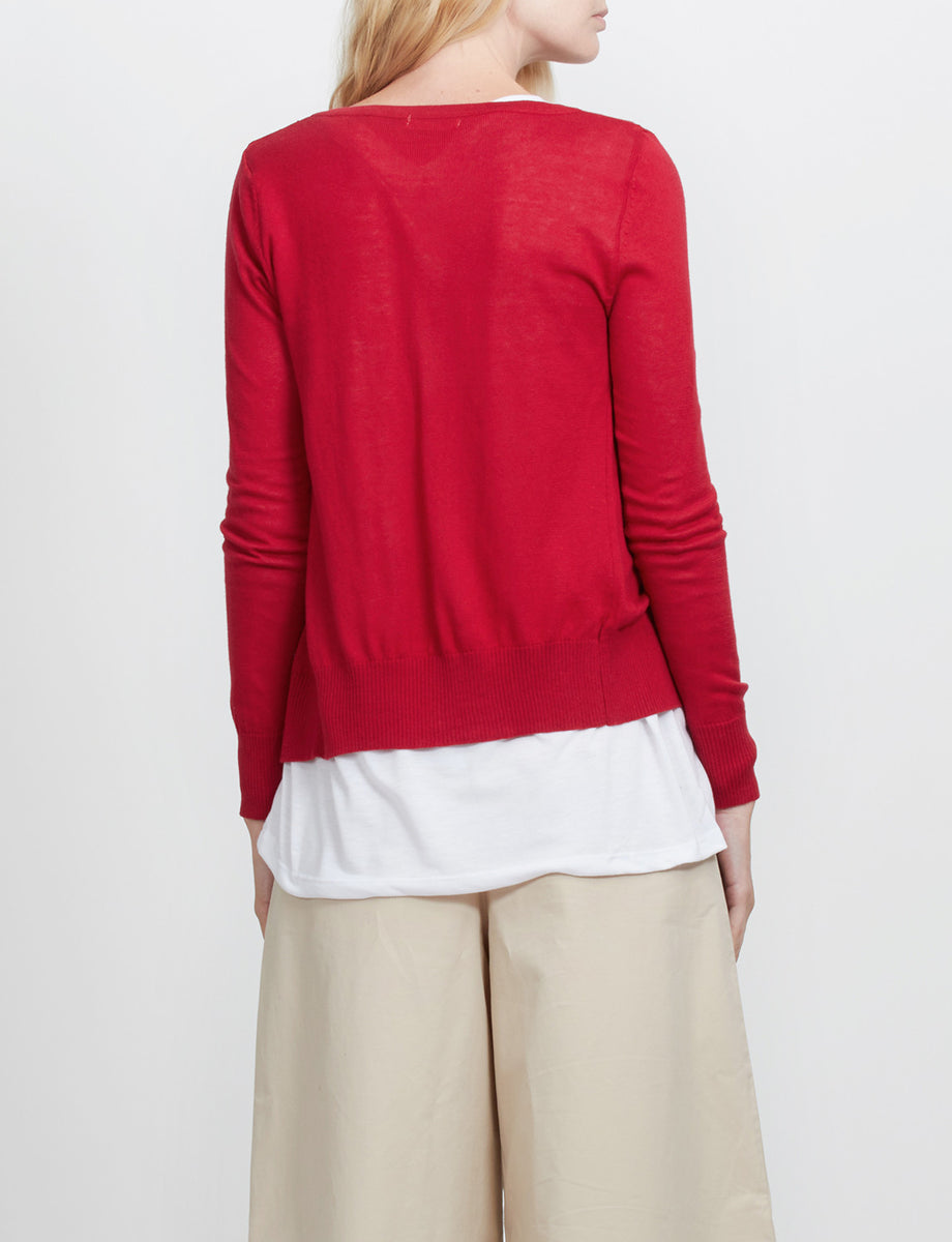Round Neck Fine Knit Cardigan – LE3NO