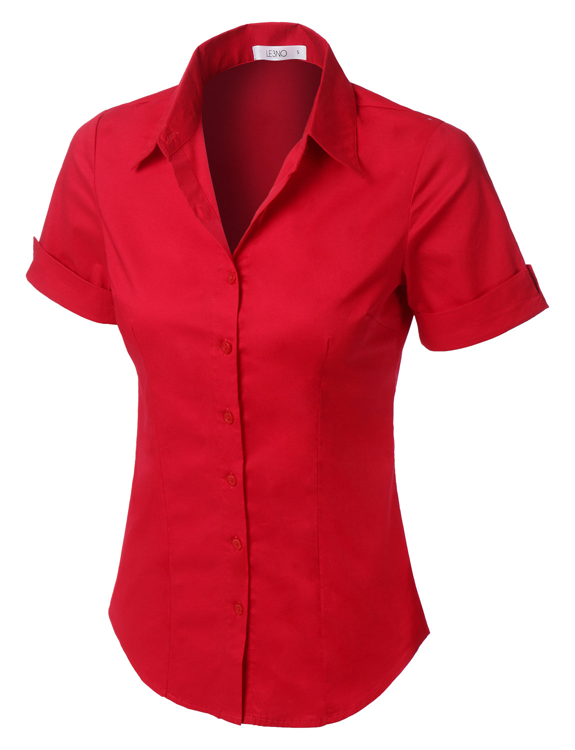 Red short sleeve 2024 button down shirt